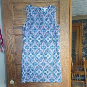 Tabitha Webb Abstract Print Sleeveless Sheath Midi Dress Size Women's 8